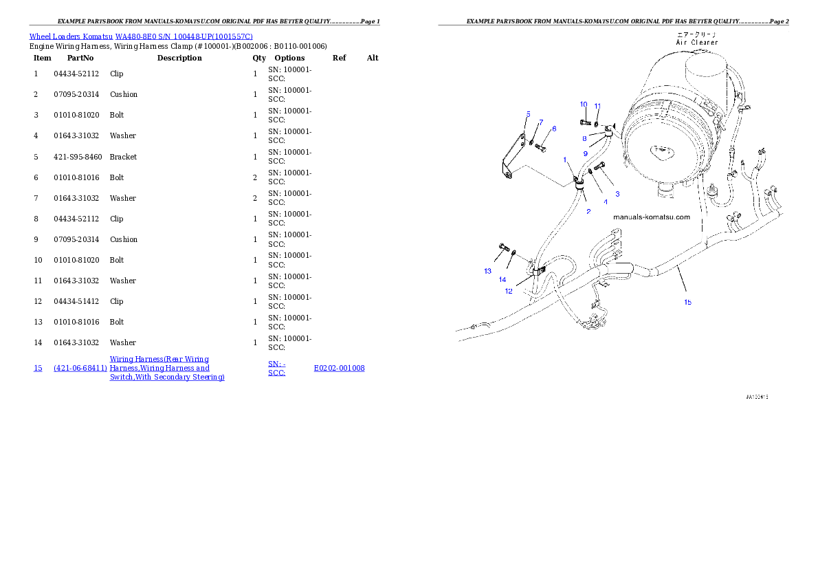Protected: WA480-8E0 S/N 100448-UP Partsbook