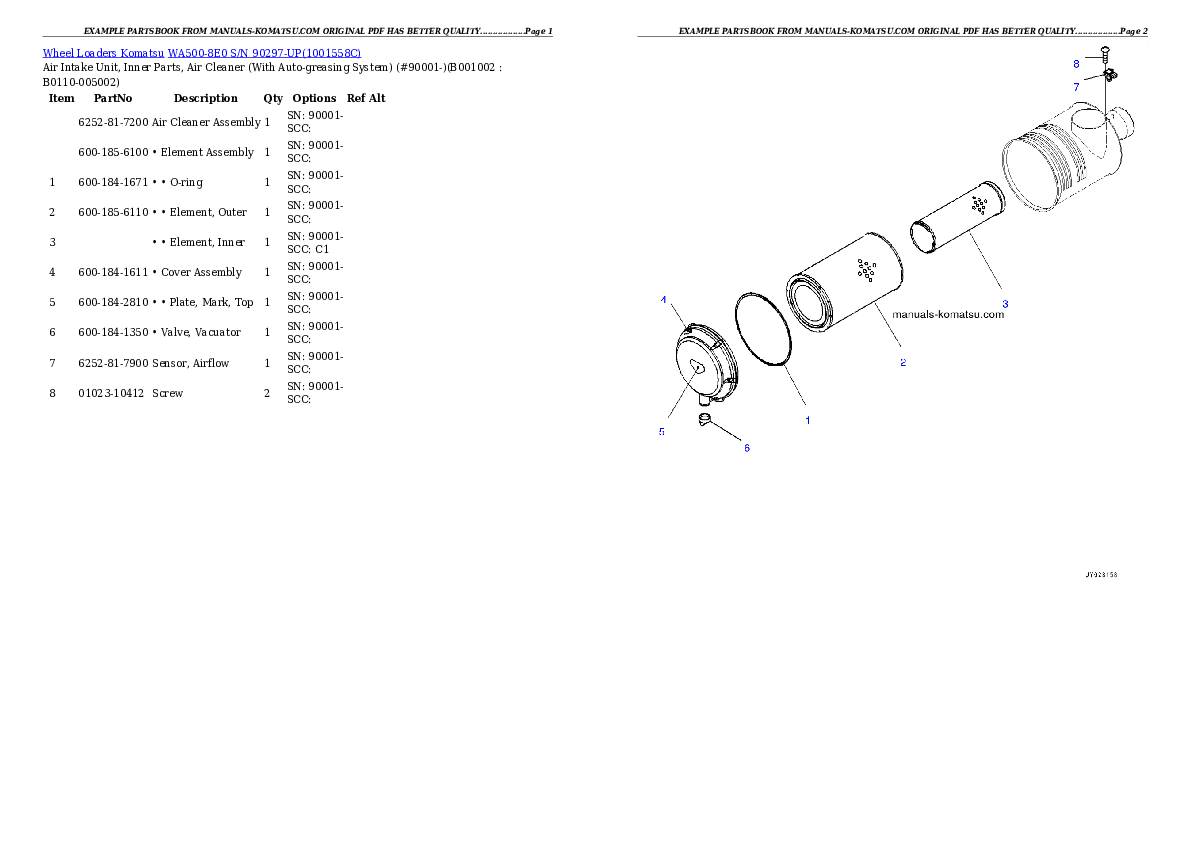 WA500-8E0 S/N 90297-UP Partsbook