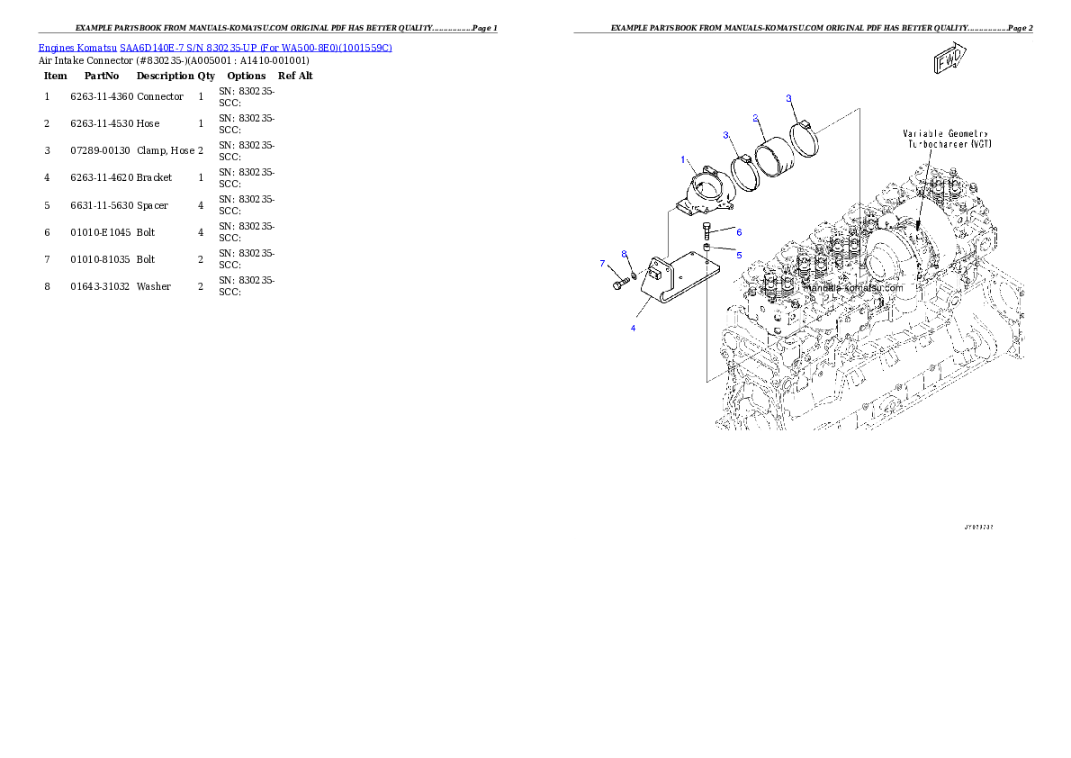 Protected: SAA6D140E-7 S/N 830235-UP (For WA500-8E0) Partsbook
