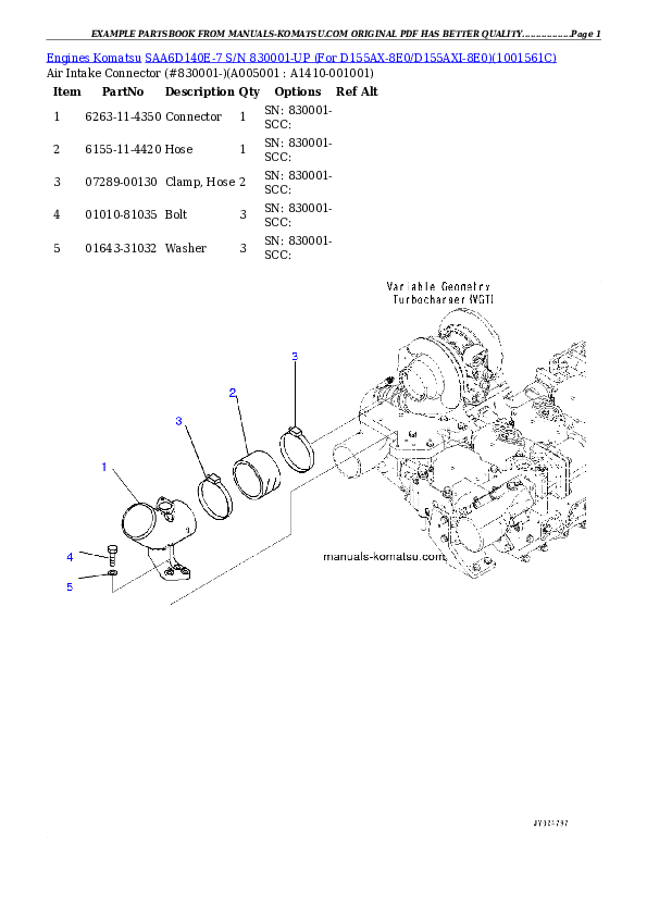 Protected: SAA6D140E-7 S/N 830001-UP (For D155AX-8E0/D155AXI-8E0) Partsbook