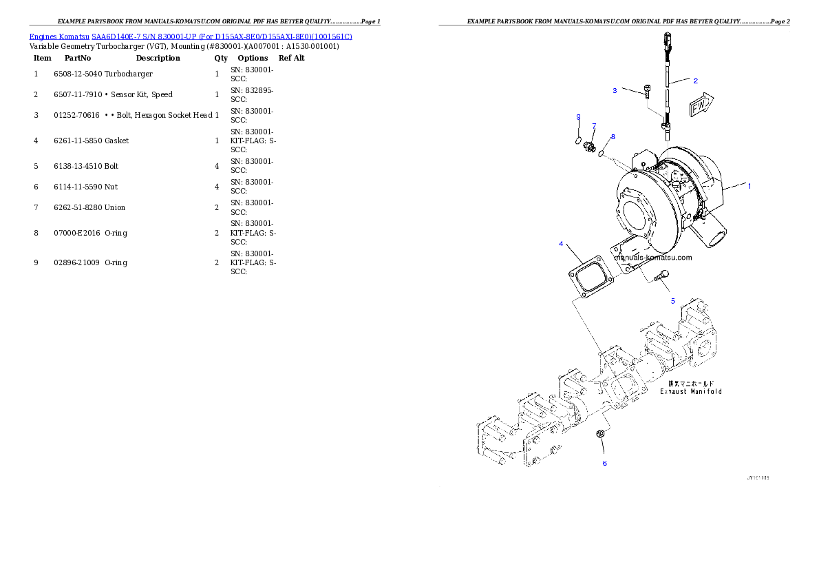 Protected: SAA6D140E-7 S/N 830001-UP (For D155AX-8E0/D155AXI-8E0) Partsbook