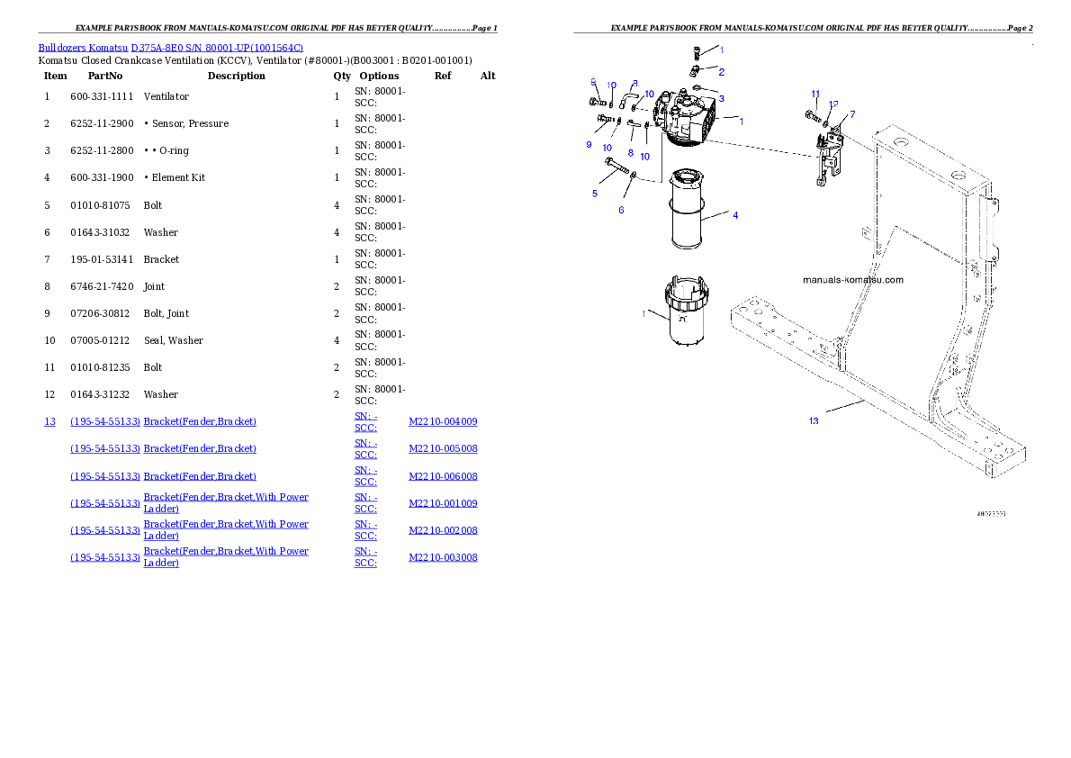 Protected: D375A-8E0 S/N 80001-UP Partsbook