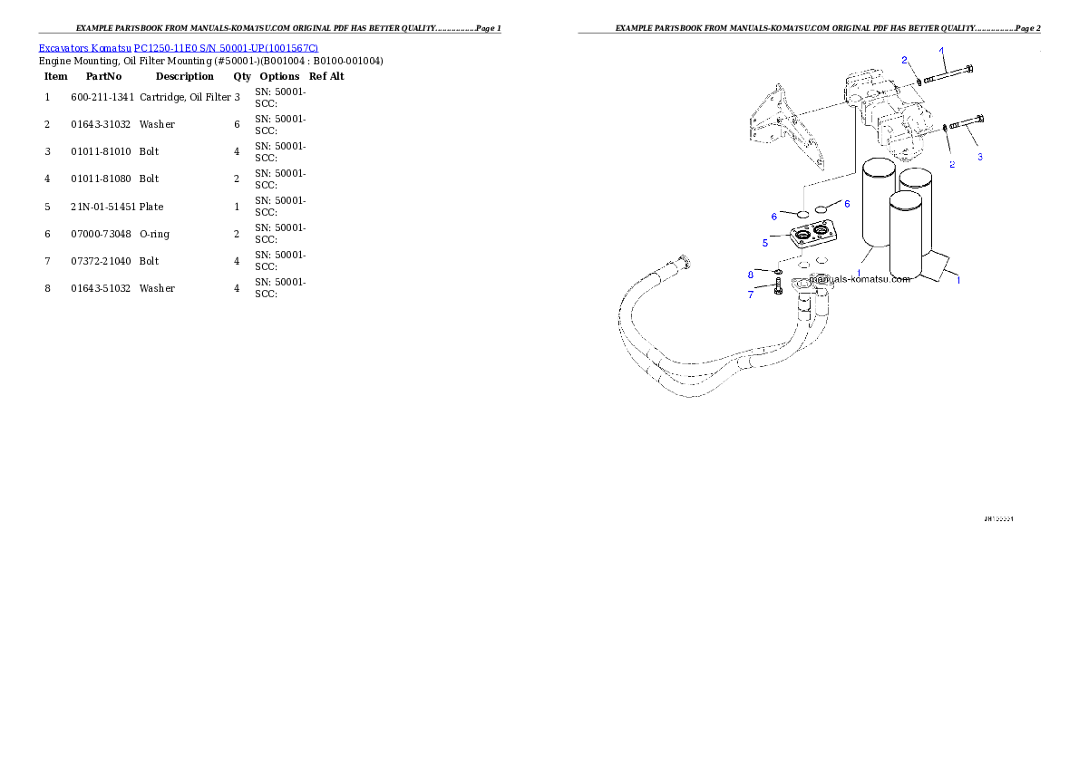 Protected: PC1250-11E0 S/N 50001-UP Partsbook