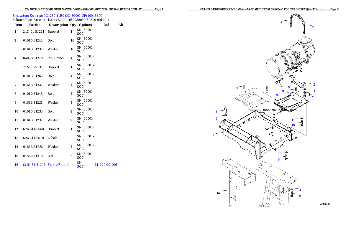 Protected: PC1250-11E0 S/N 50001-UP Partsbook