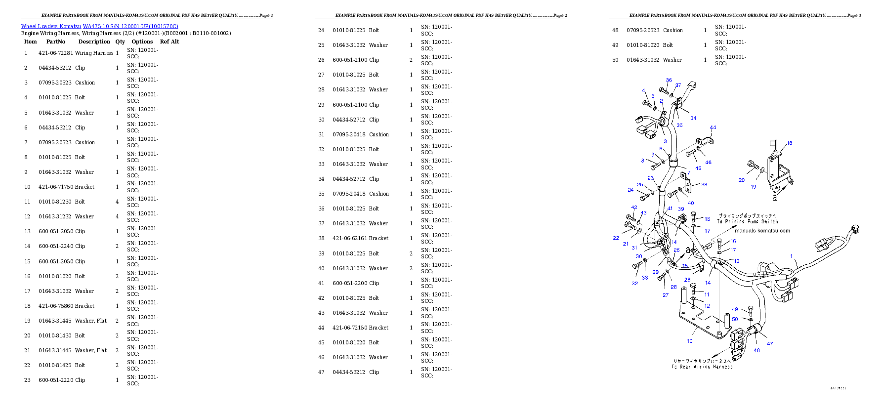 WA475-10 S/N 120001-UP Partsbook