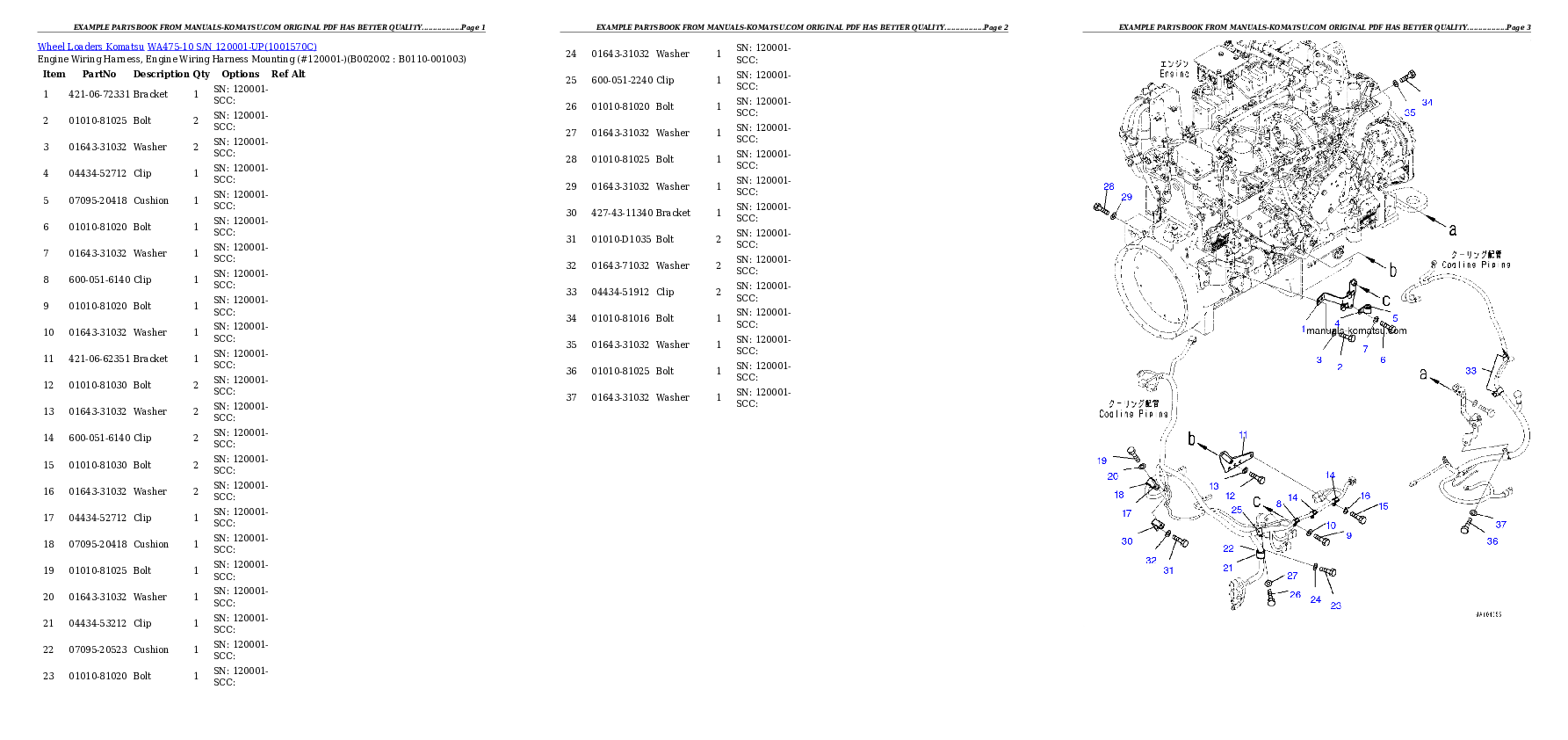 WA475-10 S/N 120001-UP Partsbook