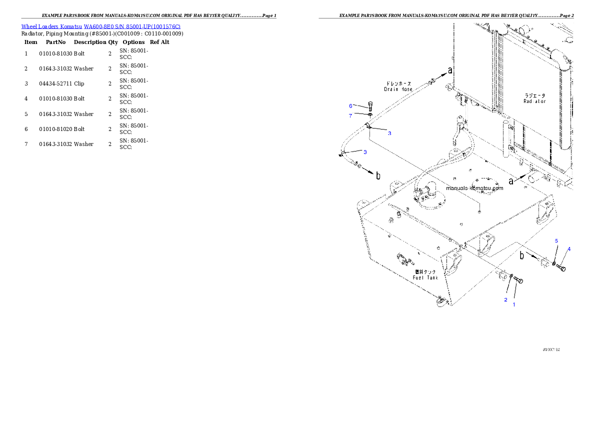 Protected: WA600-8E0 S/N 85001-UP Partsbook