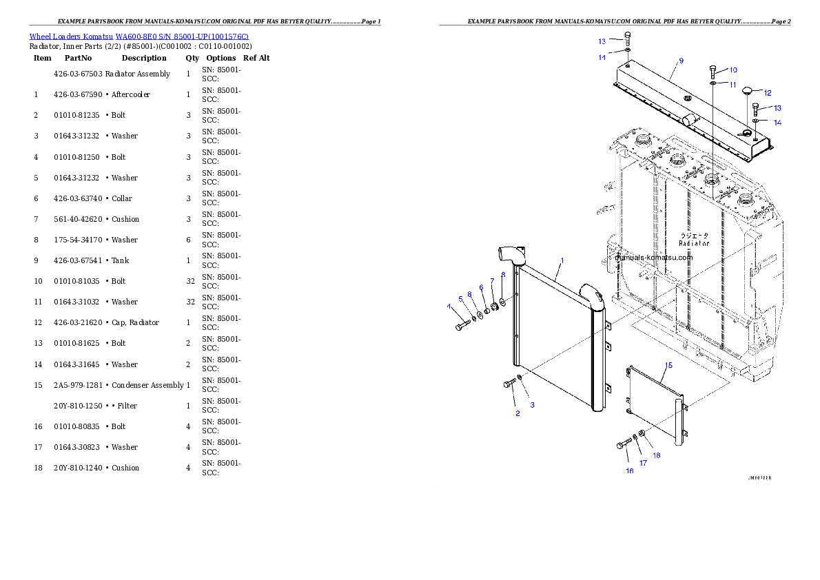 Protected: WA600-8E0 S/N 85001-UP Partsbook