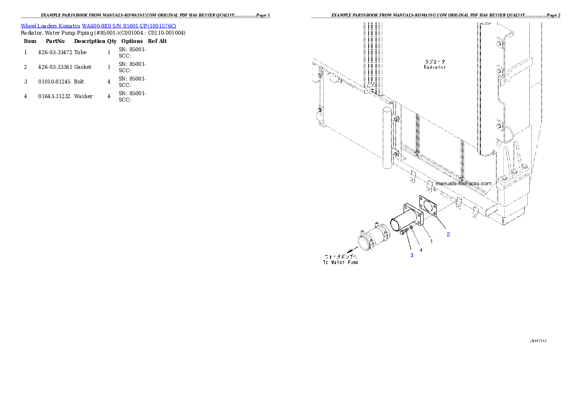 Protected: WA600-8E0 S/N 85001-UP Partsbook