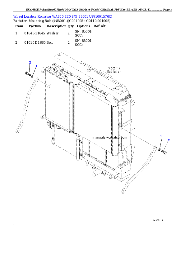Protected: WA600-8E0 S/N 85001-UP Partsbook
