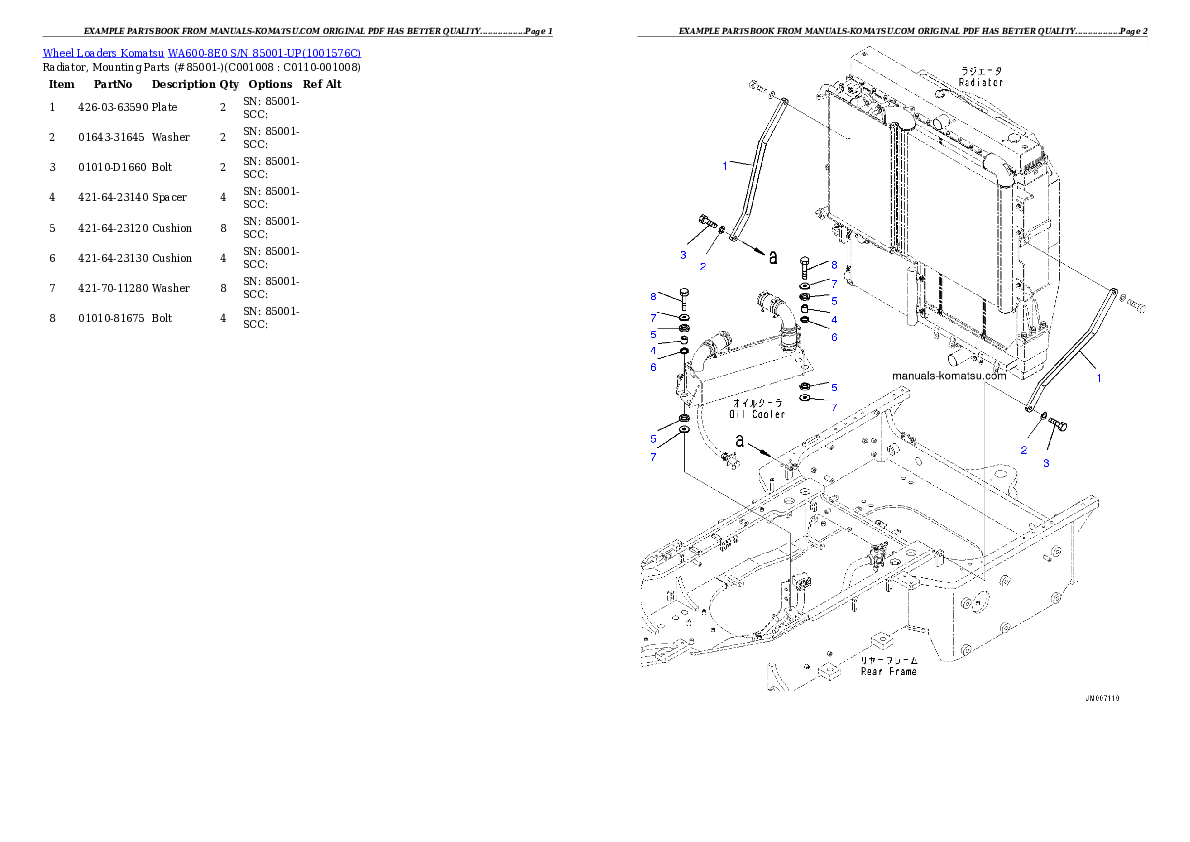 Protected: WA600-8E0 S/N 85001-UP Partsbook