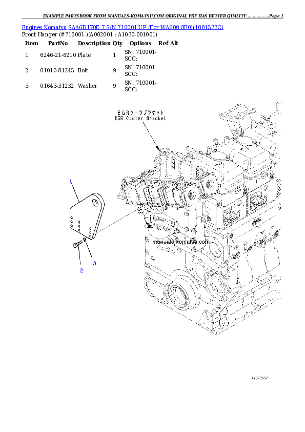 SAA6D170E-7 S/N 710001-UP (For WA600-8E0) Partsbook