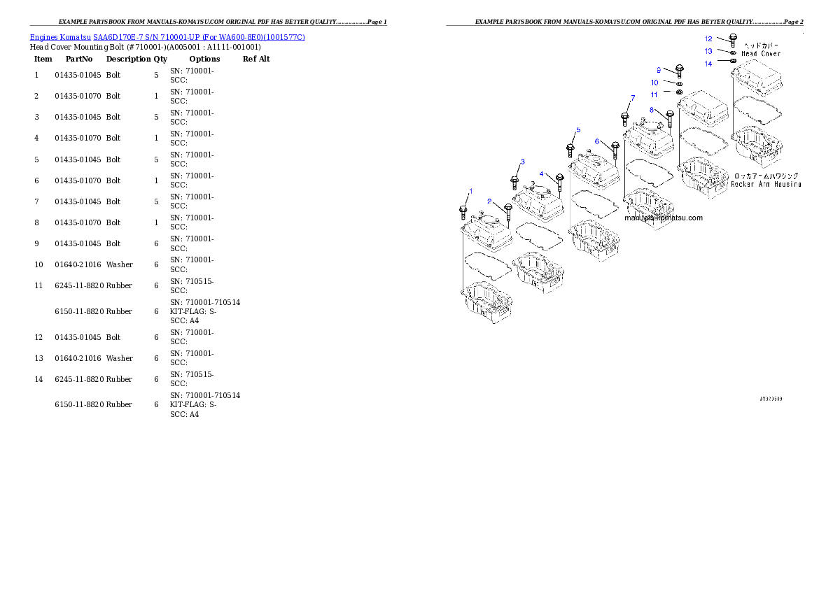 Protected: SAA6D170E-7 S/N 710001-UP (For WA600-8E0) Partsbook