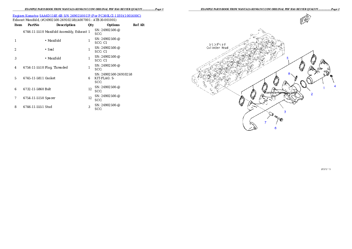 Protected: SAA6D114E-6B S/N 26902500-UP (For PC360LC-11/PC360LCI-11) Partsbook