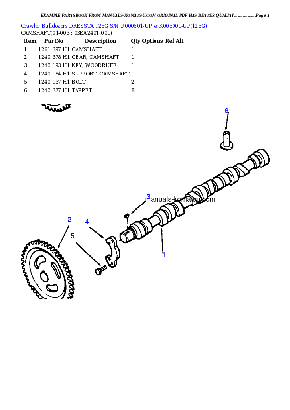 125G S/N U000501-UP & K005001-UP Partsbook