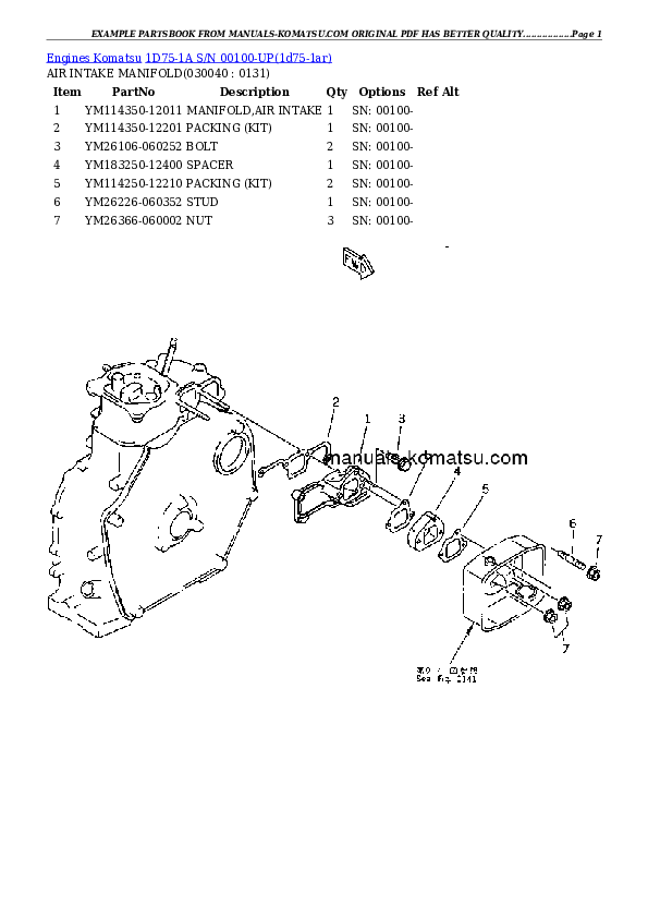 Protected: 1D75-1A S/N 00100-UP Partsbook