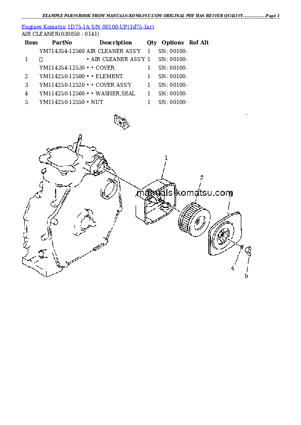 Protected: 1D75-1A S/N 00100-UP Partsbook