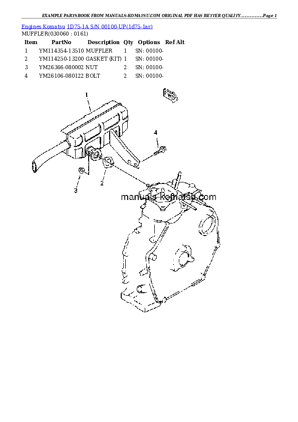 Protected: 1D75-1A S/N 00100-UP Partsbook