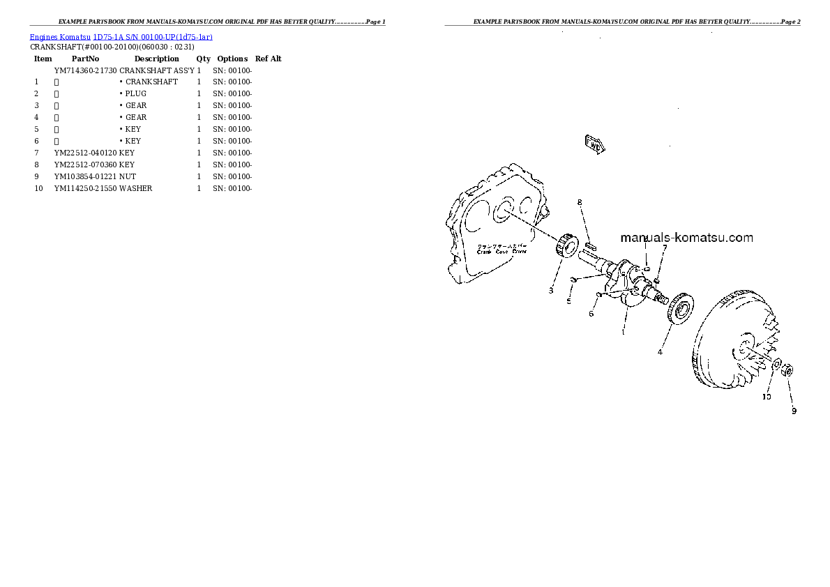 Protected: 1D75-1A S/N 00100-UP Partsbook