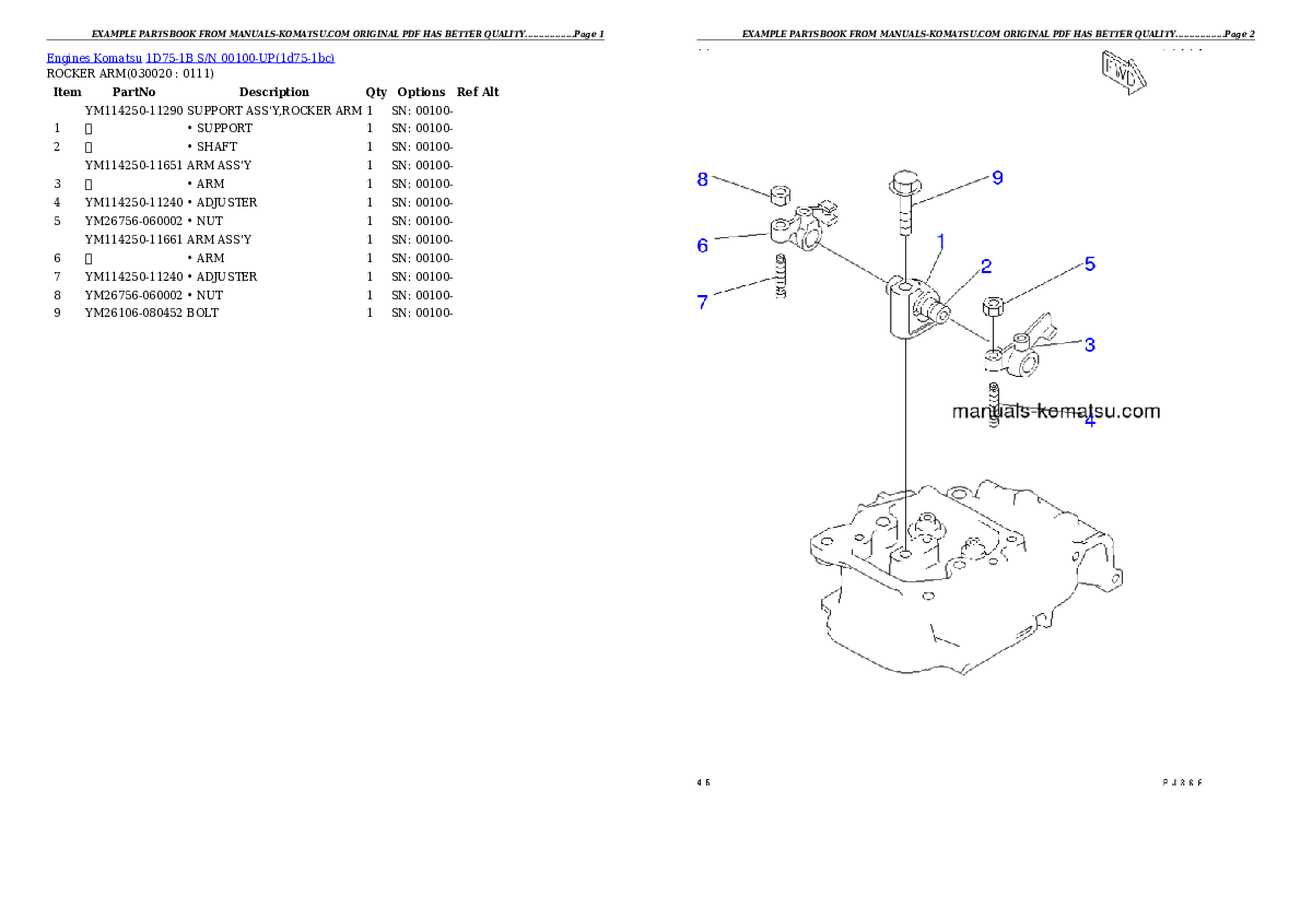 1D75-1B S/N 00100-UP Partsbook