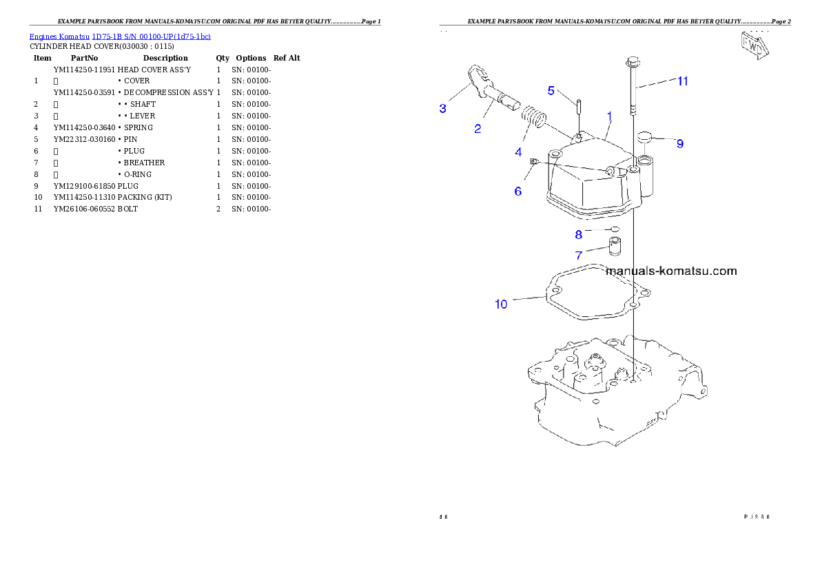 1D75-1B S/N 00100-UP Partsbook