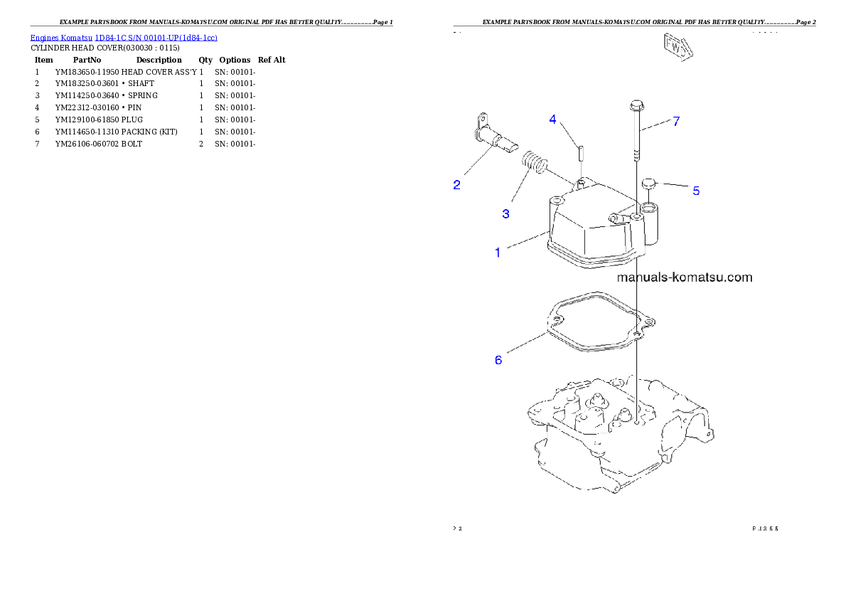 1D84-1C S/N 00101-UP Partsbook