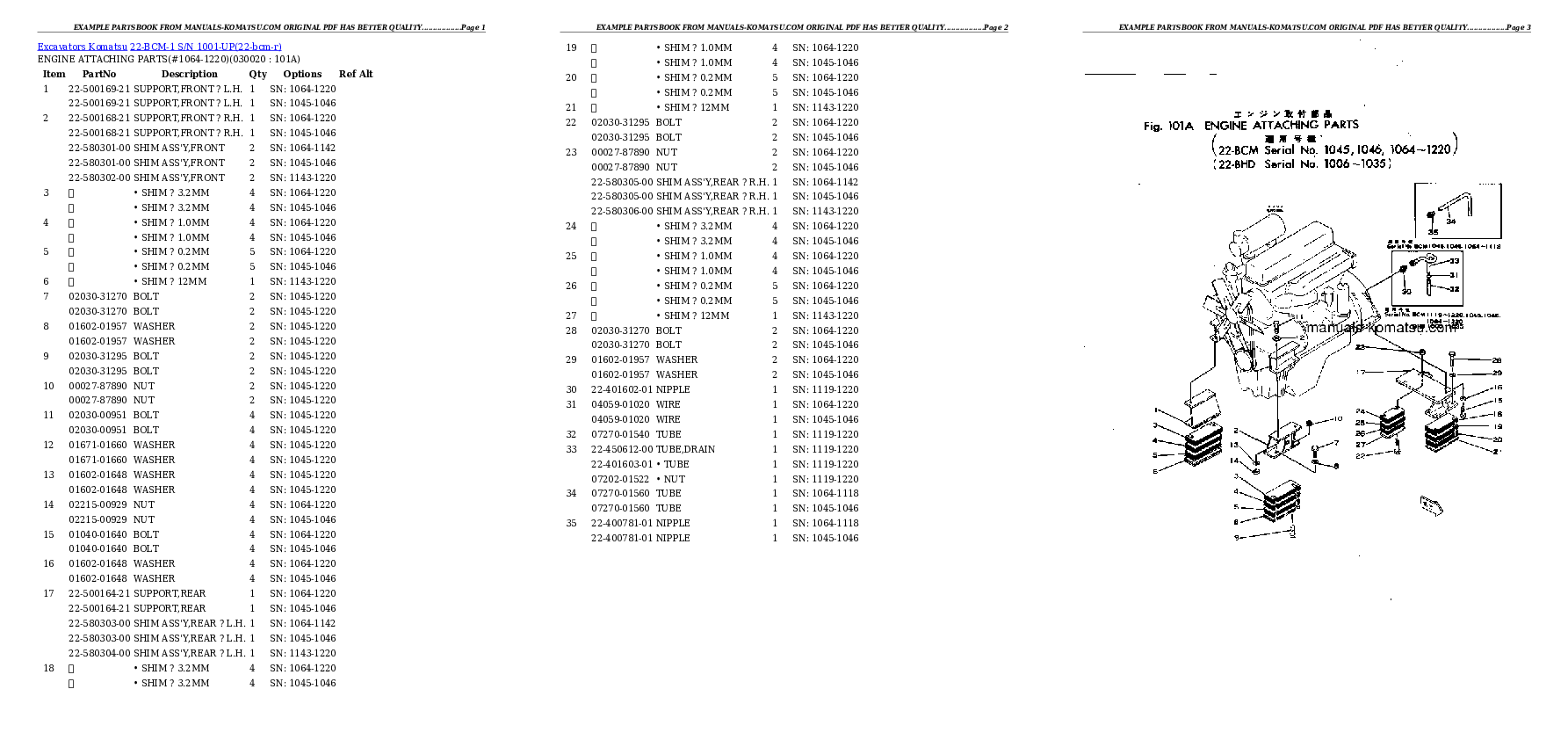 22-BCM-1 S/N 1001-UP Partsbook