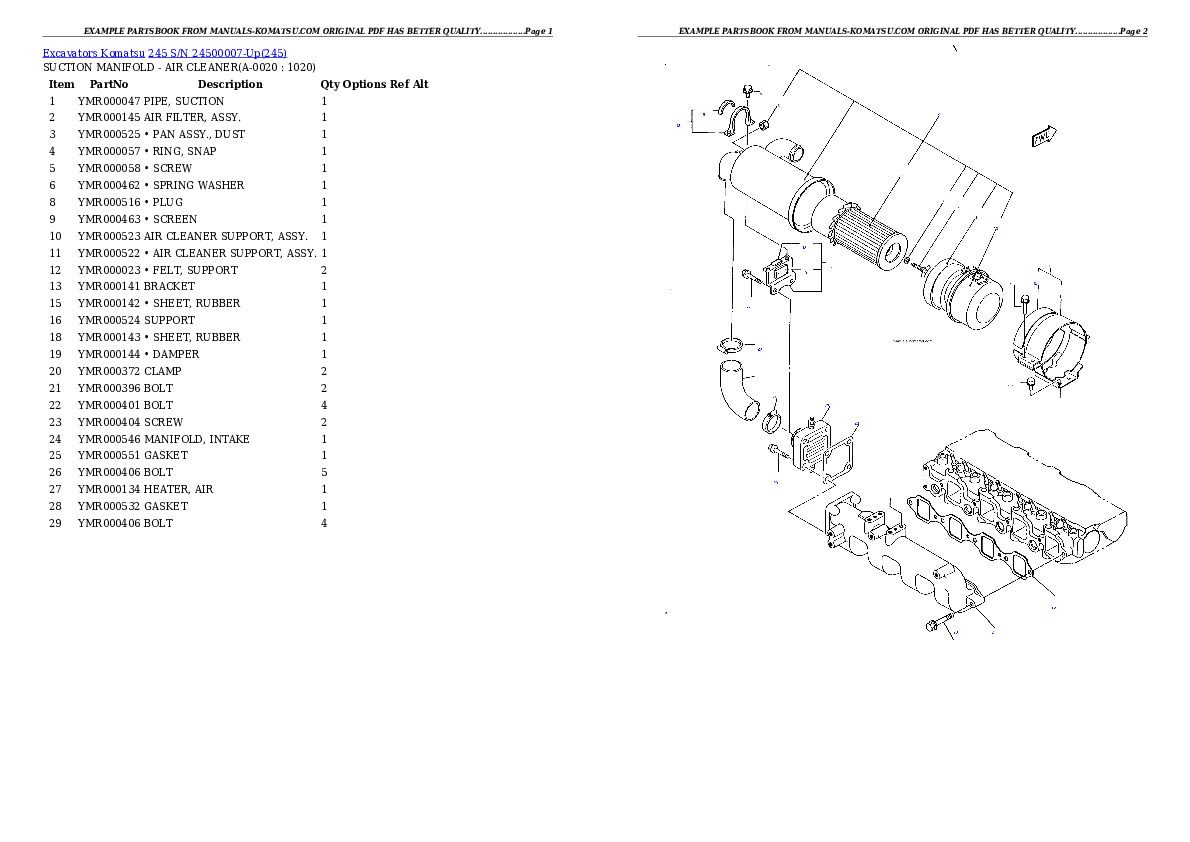 245 S/N 24500007-Up Partsbook