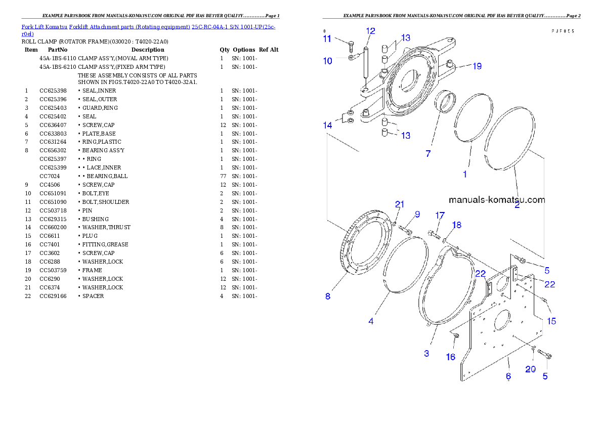 25C-RC-04A-1 S/N 1001-UP Partsbook