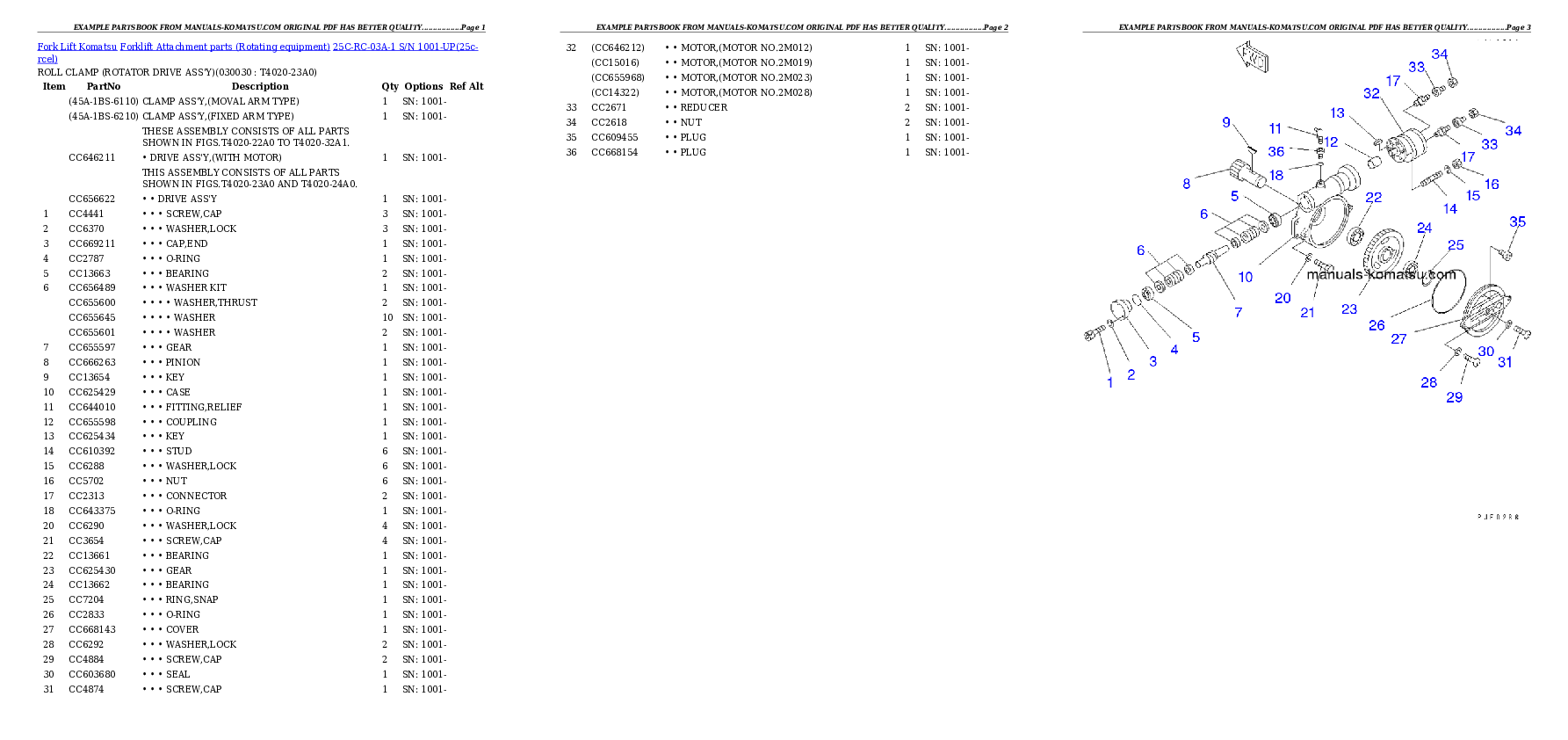 25C-RC-03A-1 S/N 1001-UP Partsbook