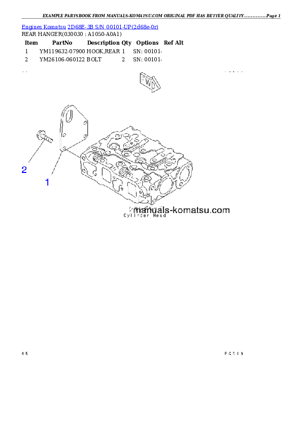2D68E-3B S/N 00101-UP Partsbook