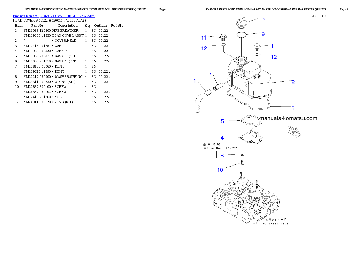 Protected: 2D68E-3B S/N 00101-UP Partsbook