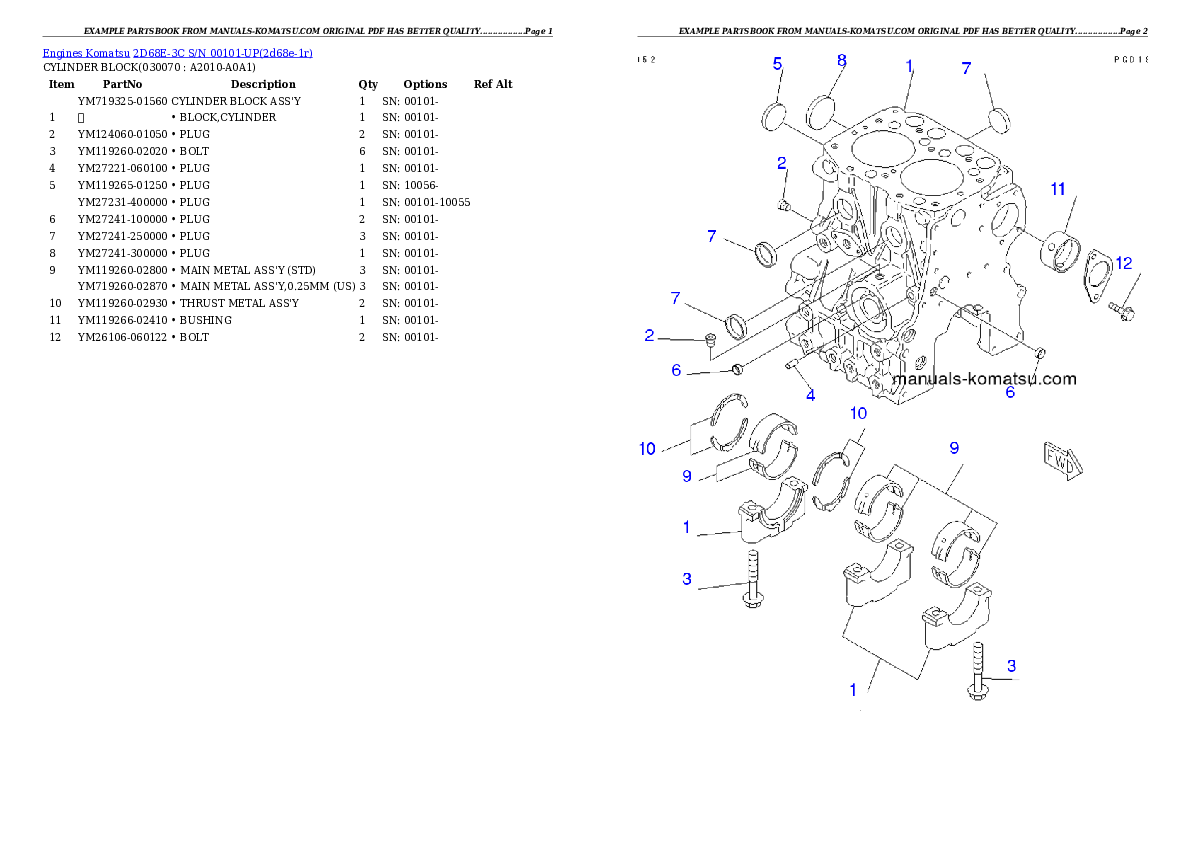 Protected: 2D68E-3C S/N 00101-UP Partsbook