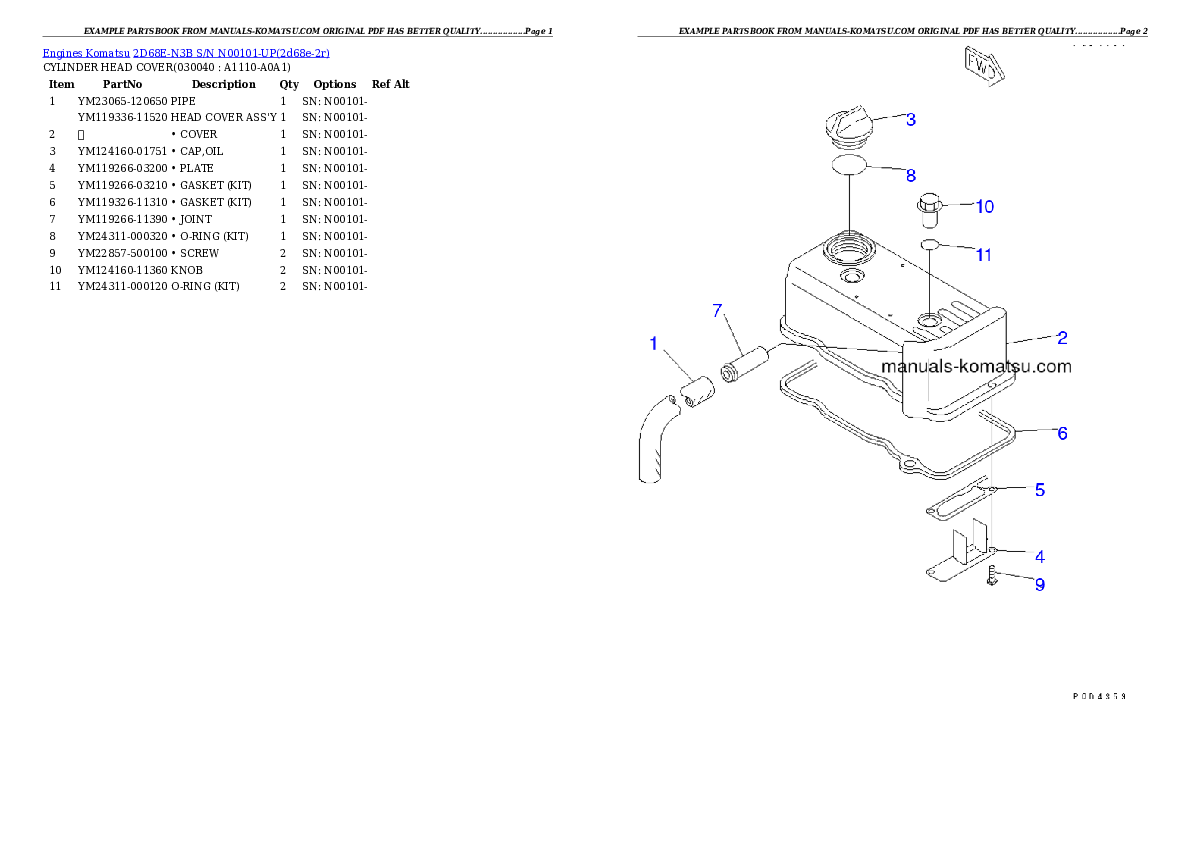Protected: 2D68E-N3B S/N N00101-UP Partsbook