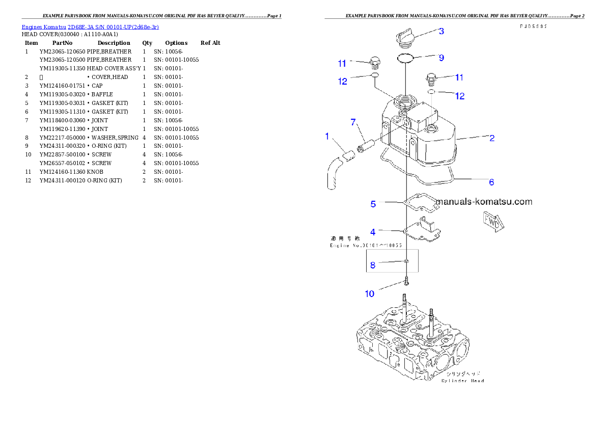 Protected: 2D68E-3A S/N 00101-UP Partsbook