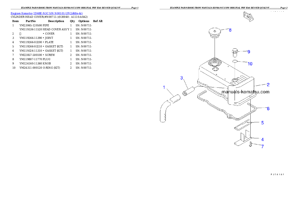 Protected: 2D68E-N3C S/N N00101-UP Partsbook
