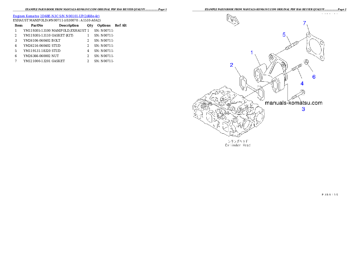 Protected: 2D68E-N3C S/N N00101-UP Partsbook
