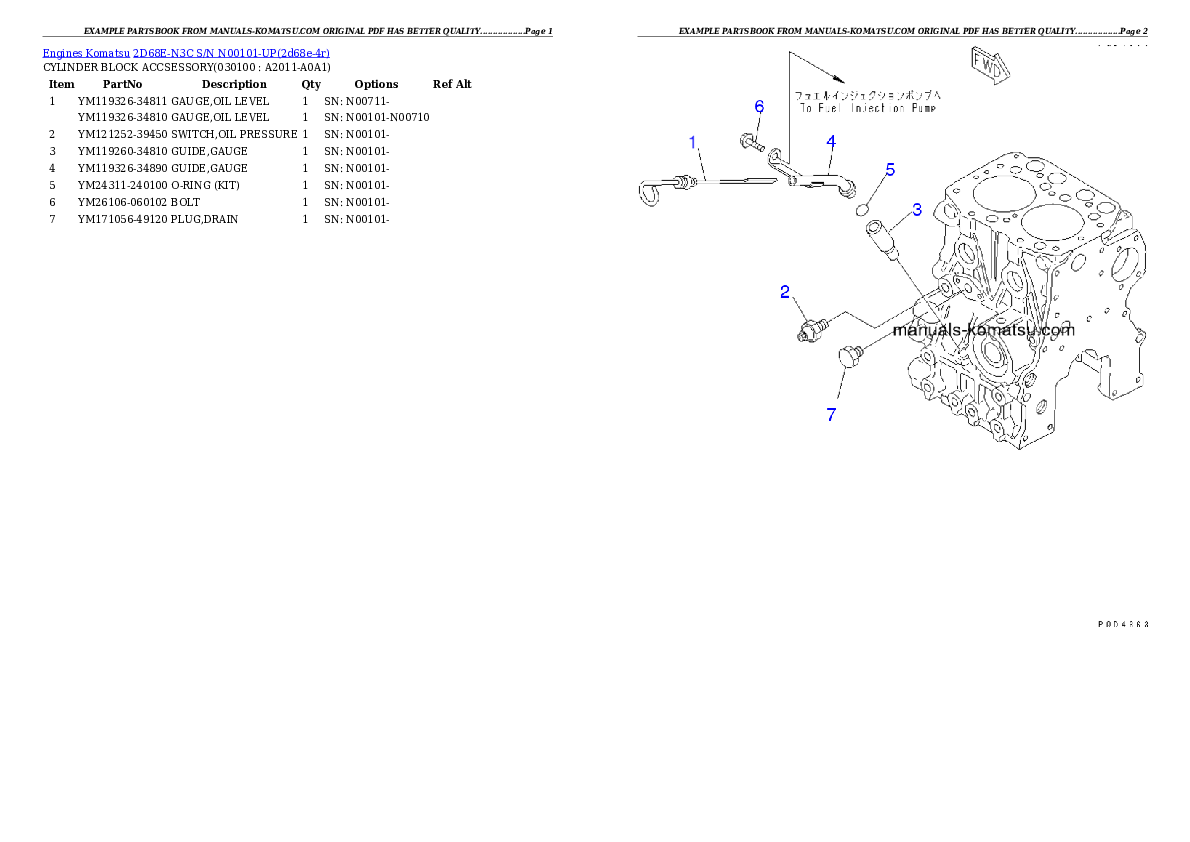 Protected: 2D68E-N3C S/N N00101-UP Partsbook