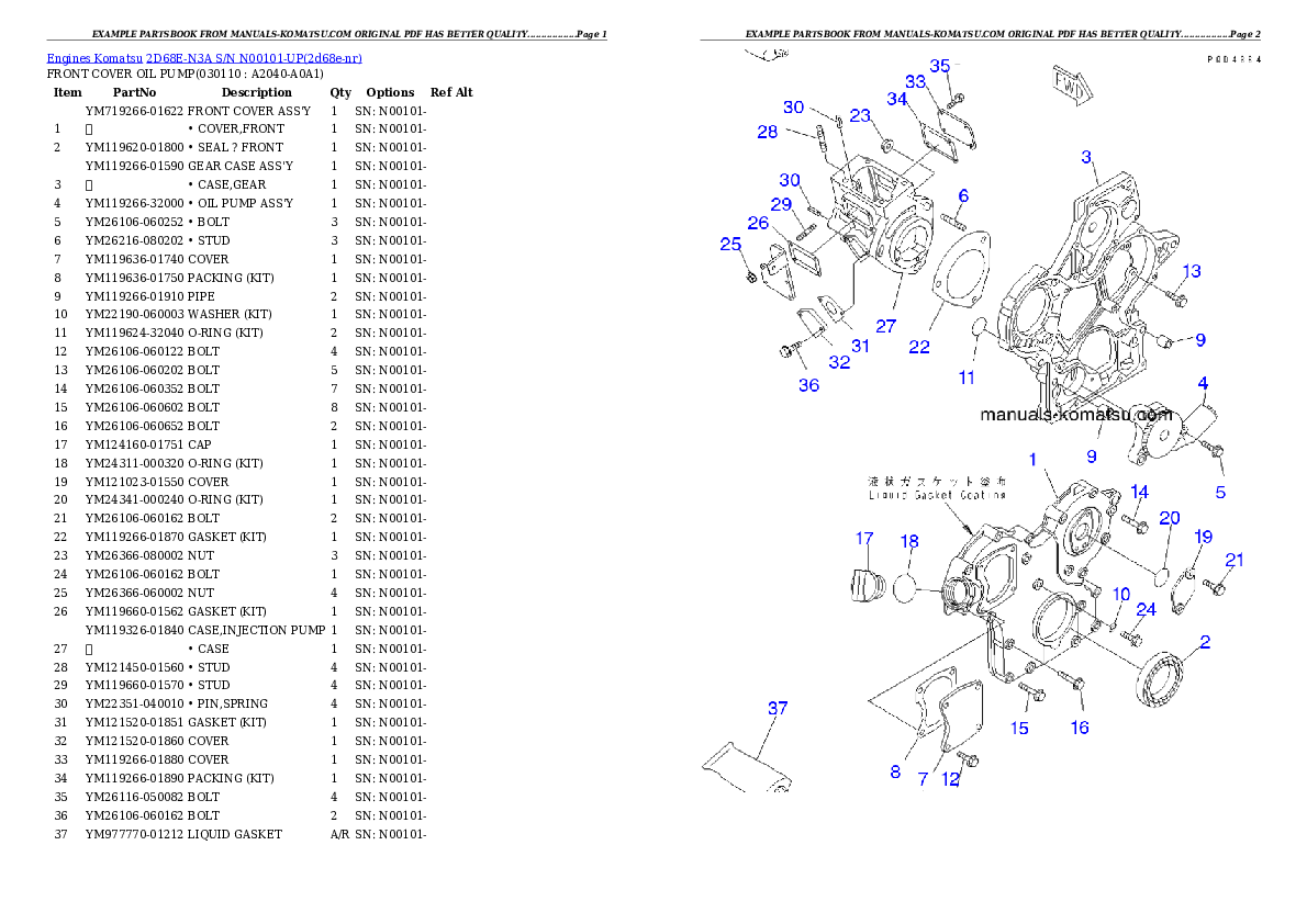 Protected: 2D68E-N3A S/N N00101-UP Partsbook