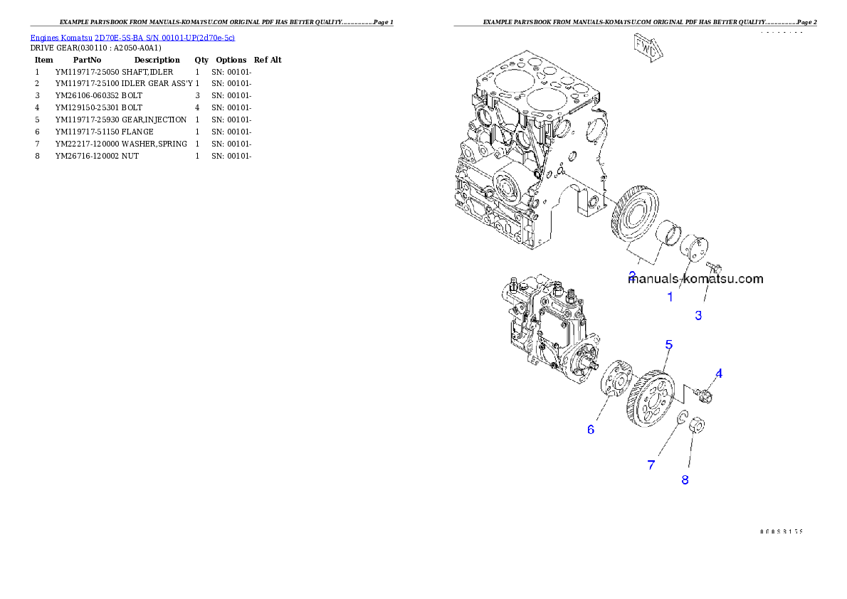 Protected: 2D70E-5S-BA S/N 00101-UP Partsbook