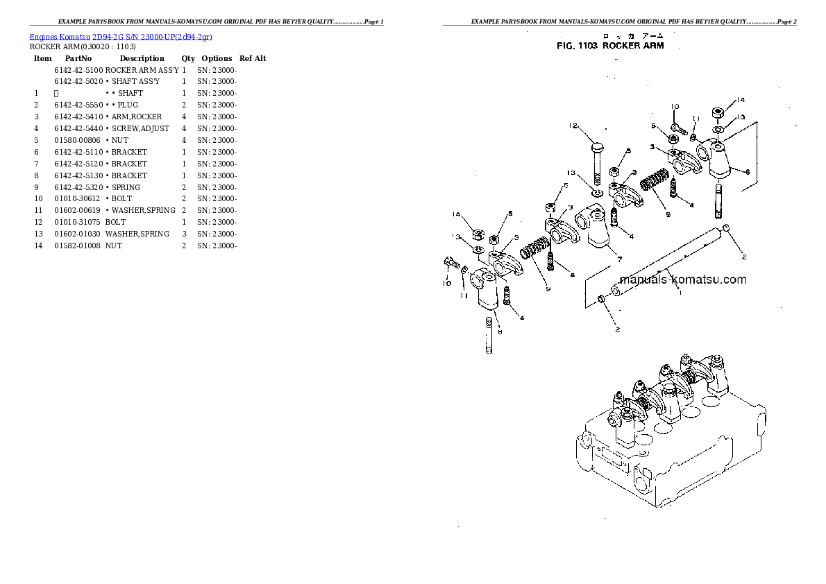 2D94-2G S/N 23000-UP Partsbook