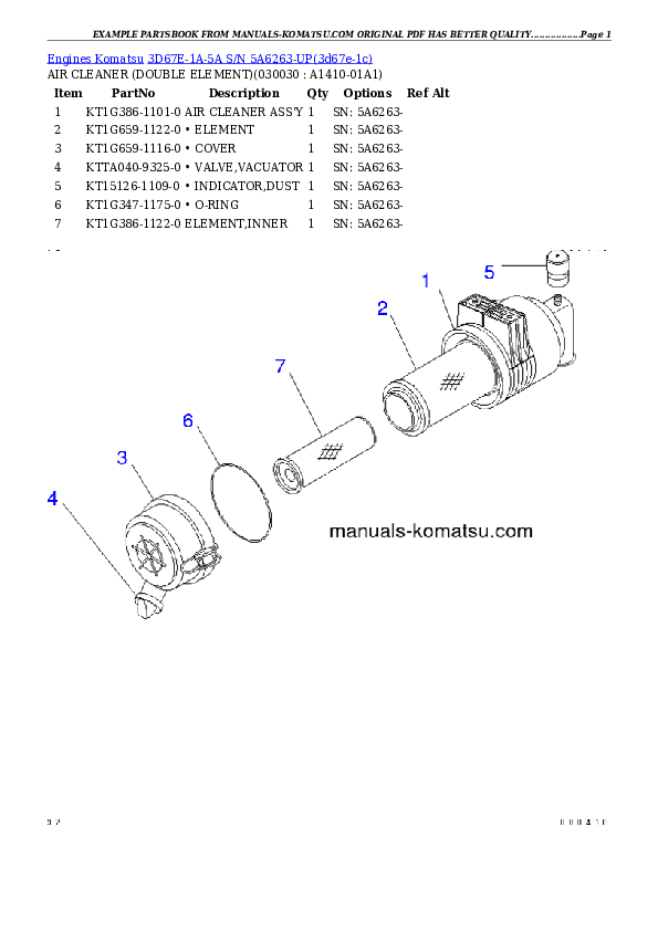 3D67E-1A-5A S/N 5A6263-UP Partsbook
