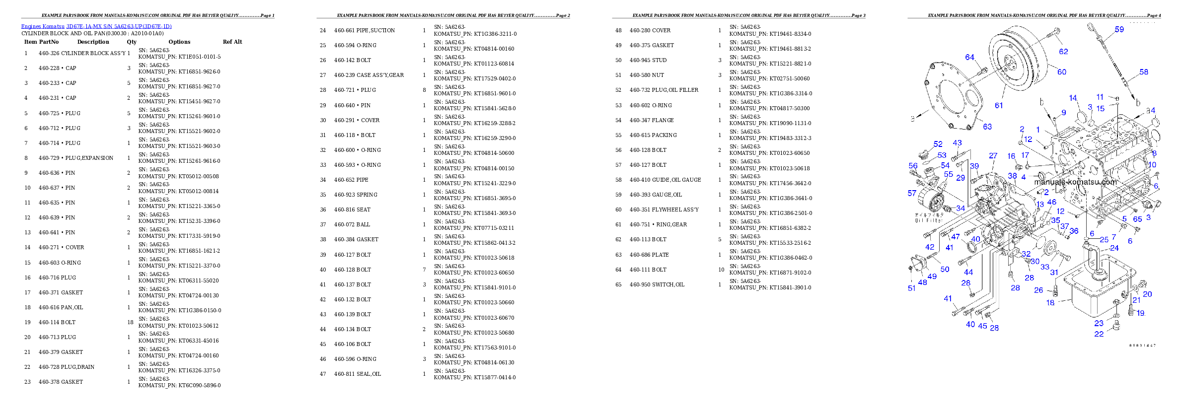3D67E-1A-MX S/N 5A6263-UP Partsbook
