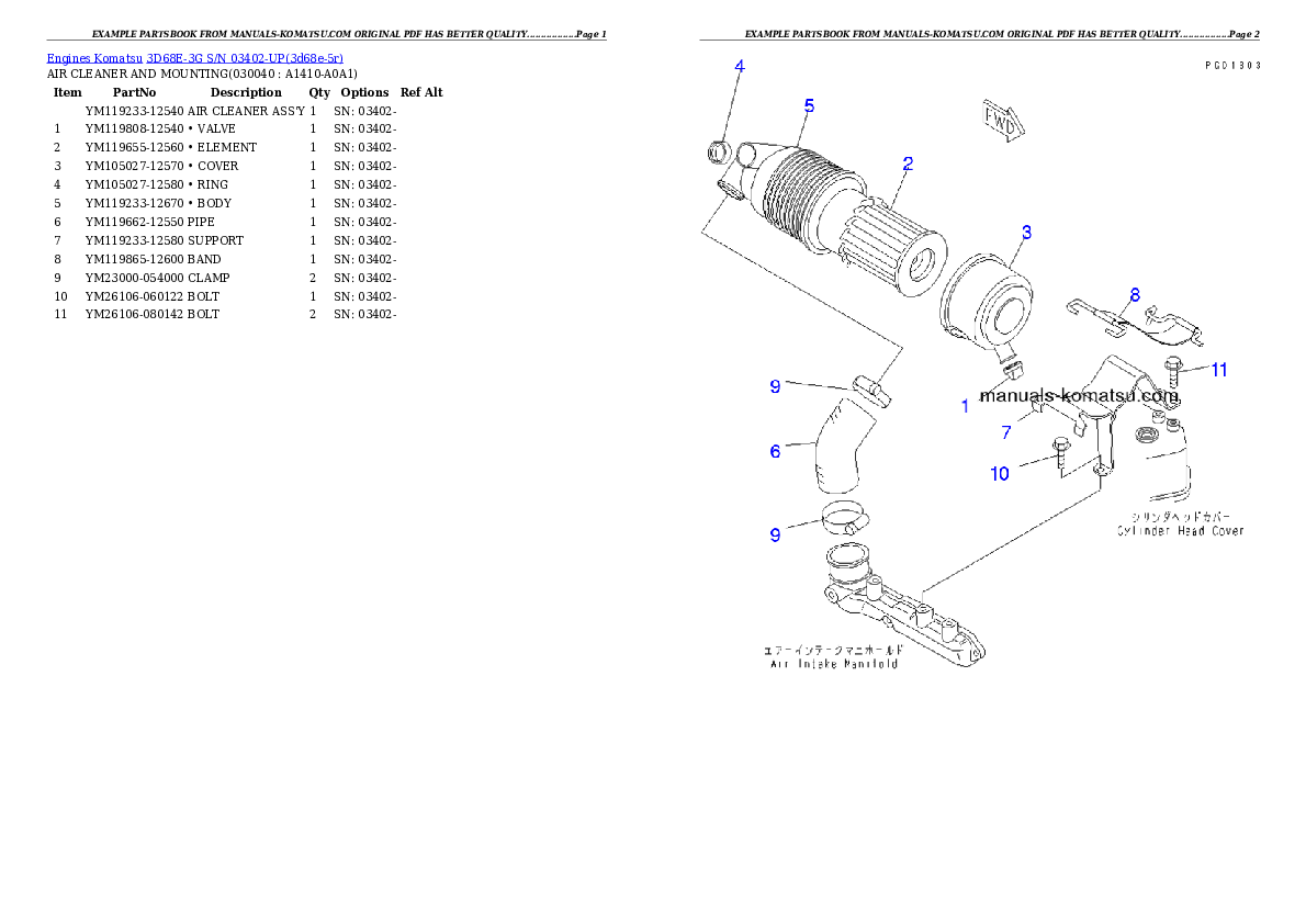Protected: 3D68E-3G S/N 03402-UP Partsbook