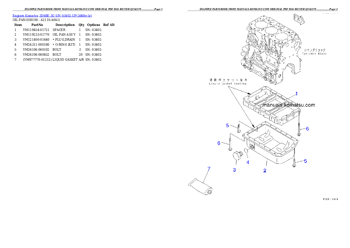 Protected: 3D68E-3G S/N 03402-UP Partsbook