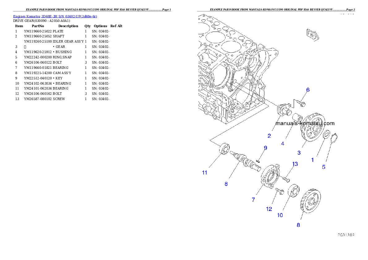 Protected: 3D68E-3H S/N 03402-UP Partsbook