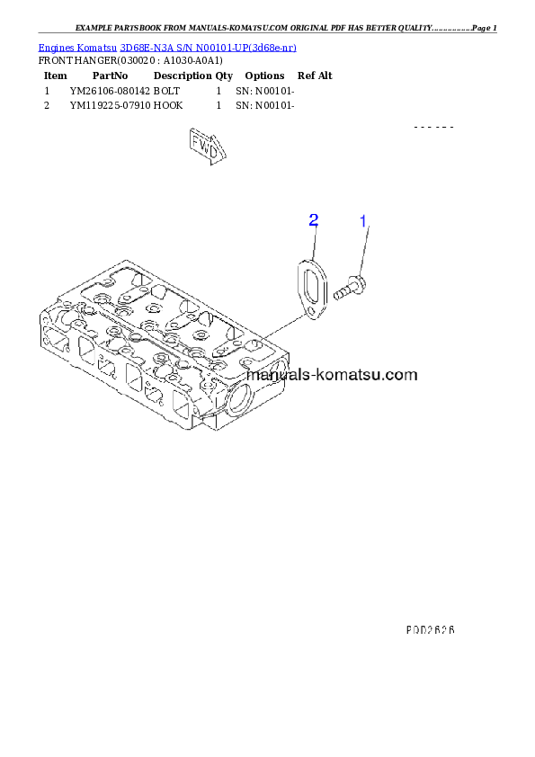 3D68E-N3A S/N N00101-UP Partsbook