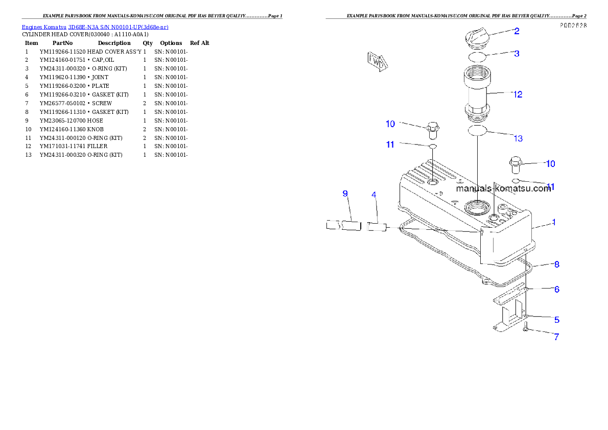 Protected: 3D68E-N3A S/N N00101-UP Partsbook