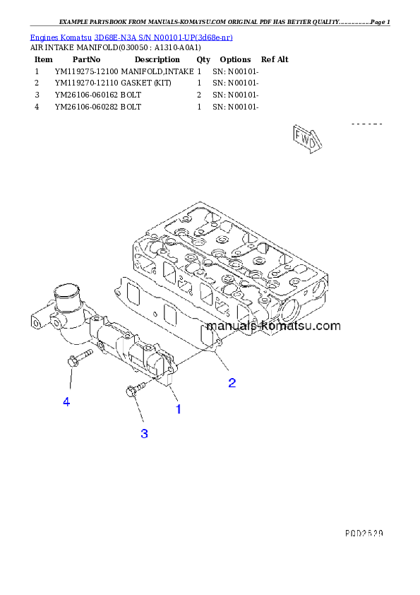 Protected: 3D68E-N3A S/N N00101-UP Partsbook