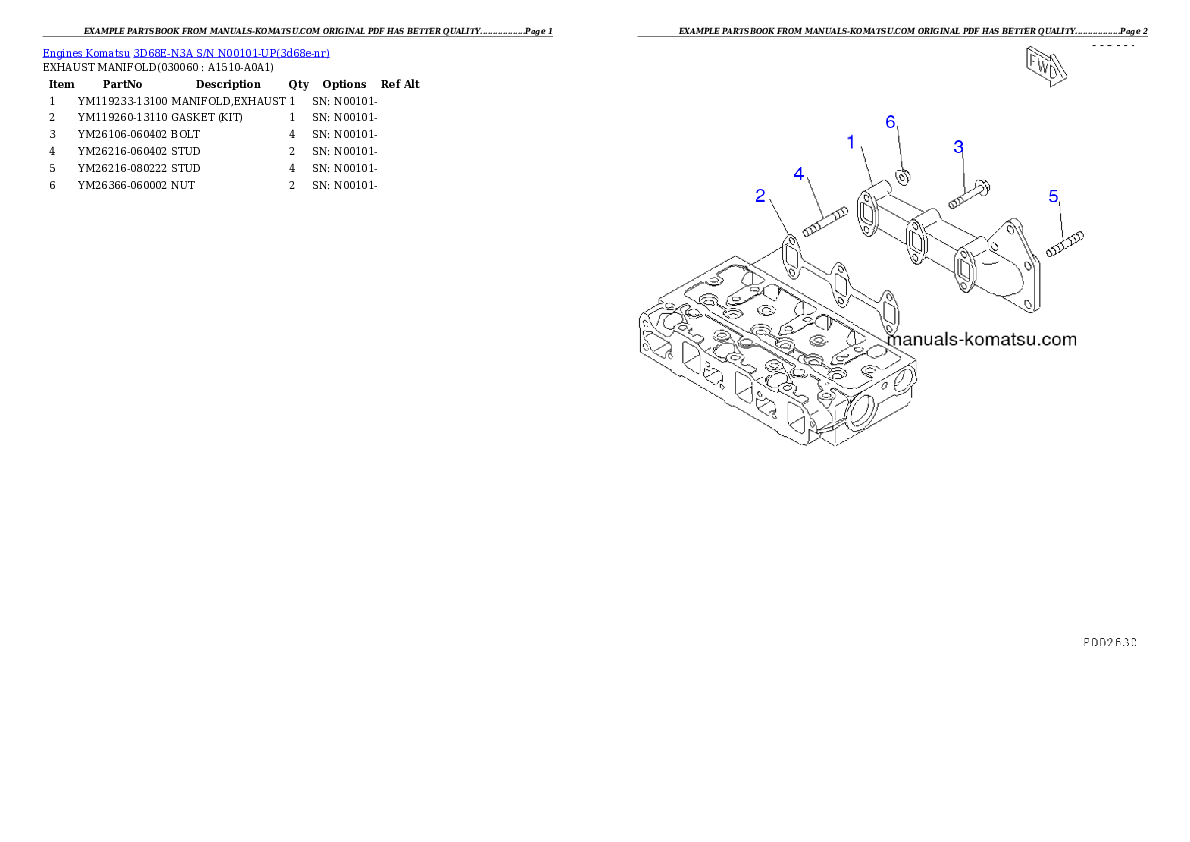 Protected: 3D68E-N3A S/N N00101-UP Partsbook